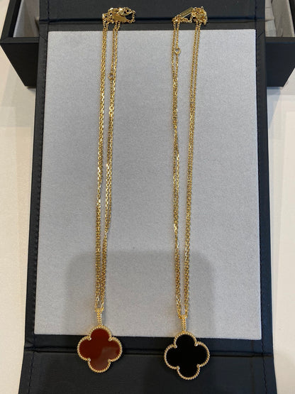 [Okajuri Jewelry]CLOVER 25MM NECKLACE GOLD CARNELIAN