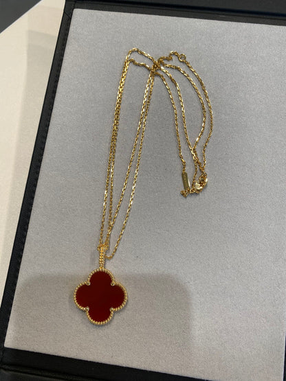 [Okajuri Jewelry]CLOVER 25MM NECKLACE GOLD CARNELIAN