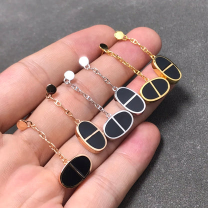 [Okajuri Jewelry]CHAINE VERSO BLACK CERAMIC SILVER EARRINGS