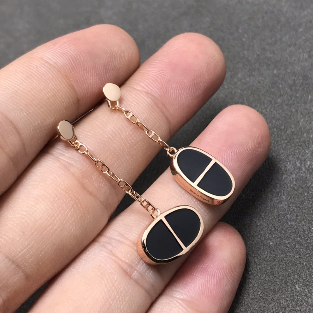 [Okajuri Jewelry]CHAINE VERSO BLACK CERAMIC SILVER EARRINGS