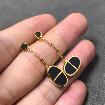 [Okajuri Jewelry]CHAINE VERSO BLACK CERAMIC SILVER EARRINGS