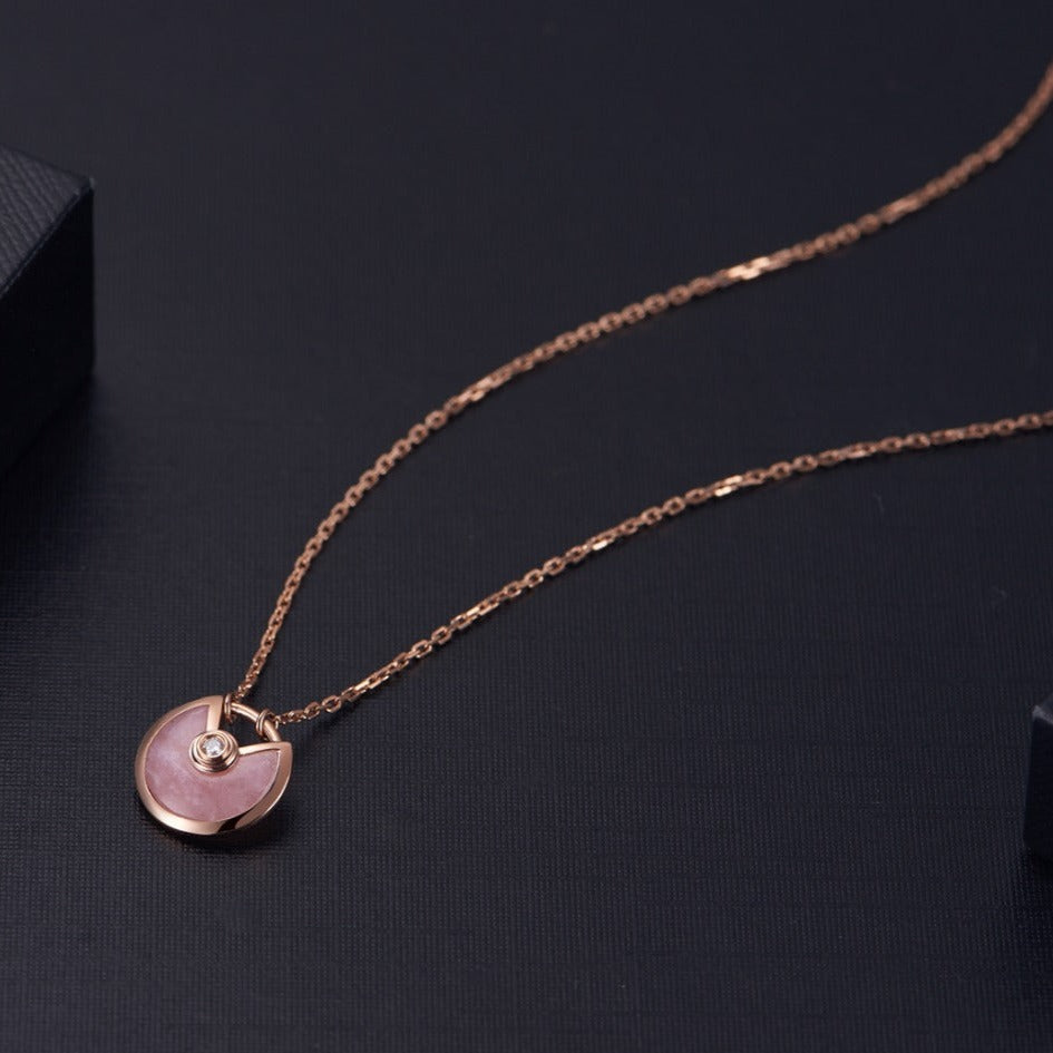 [Okajuri Jewelry]AMULETTE ROSE GOLD PINK MOP NECKLACE