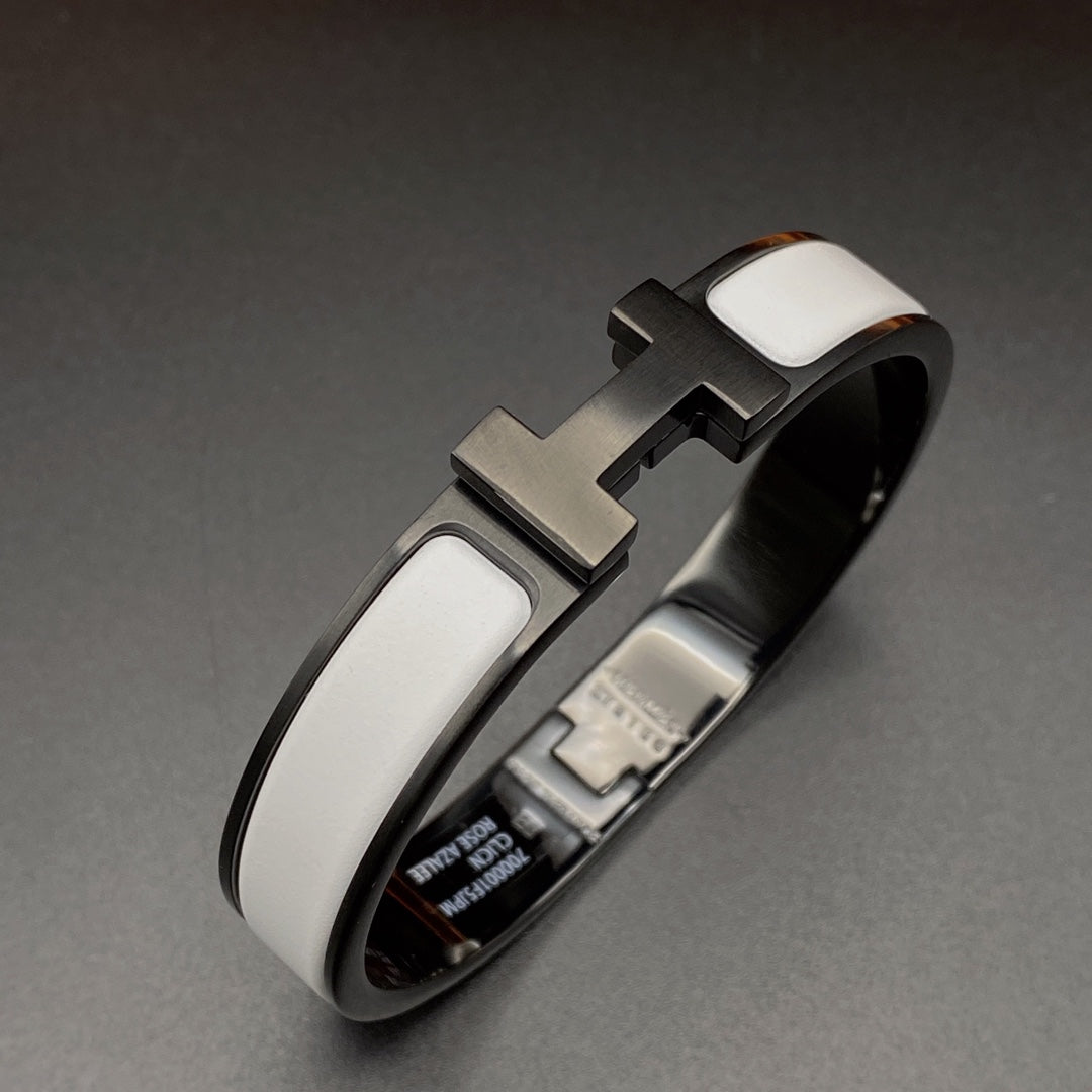 [Okajuri Jewelry]H BRACELET 12MM BLACK WHITE CERAMIC