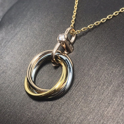 [Okajuri Jewelry]TRINITY SILVER GOLD PINK GOLD NECKLACE