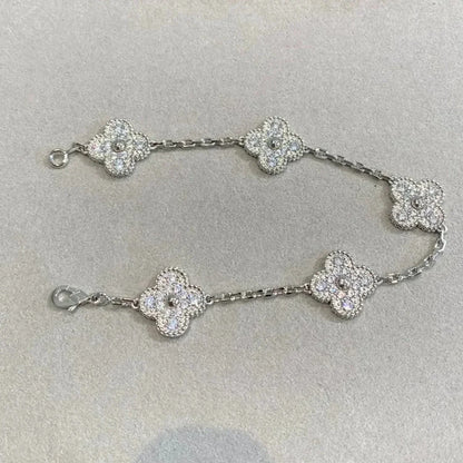 [Okajuri Jewelry]CLOVER 5 MOTIFS  DIAMOND BRACELET SILVER