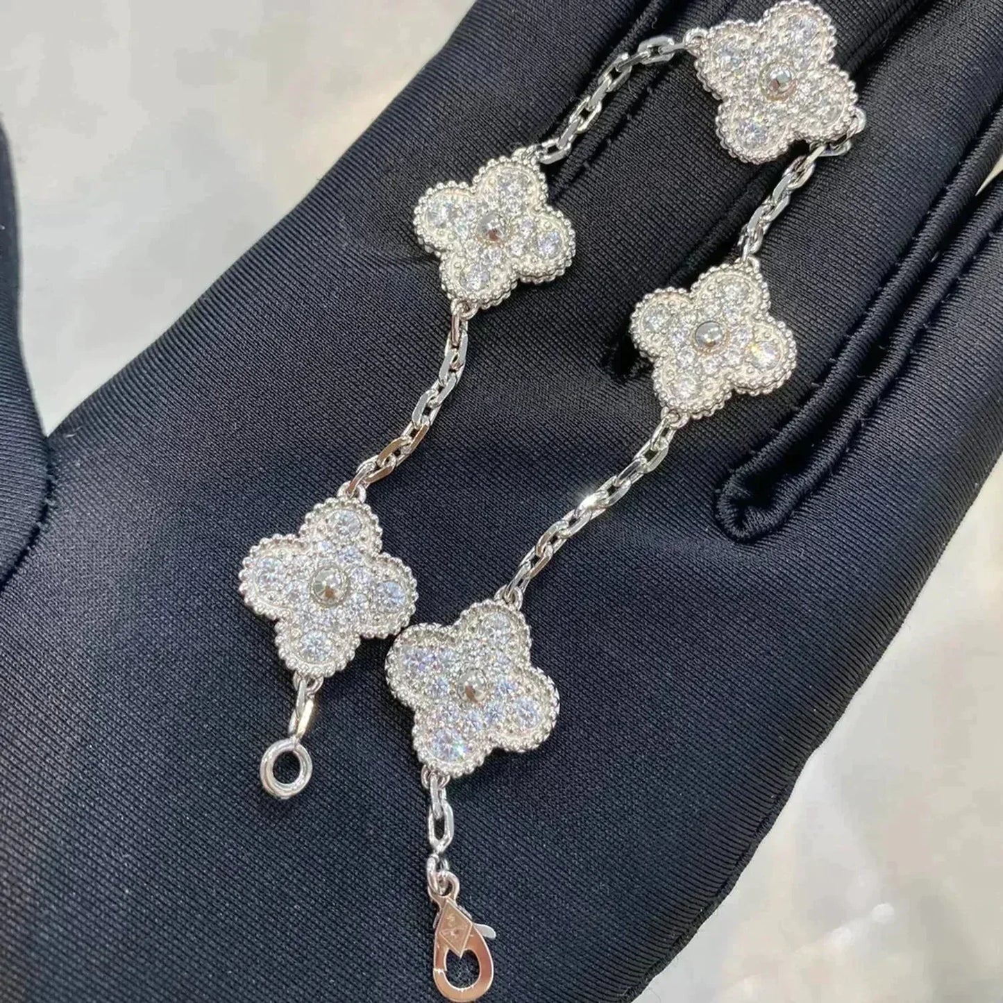 [Okajuri Jewelry]  CLOVER 5 MOTIF FULL DIAMOND BRACELET COLLECTION