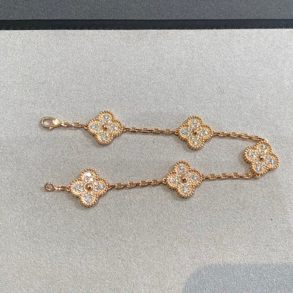 [Okajuri Jewelry]CLOVER 5 MOTIFS  FULL DIAMOND BRACELET