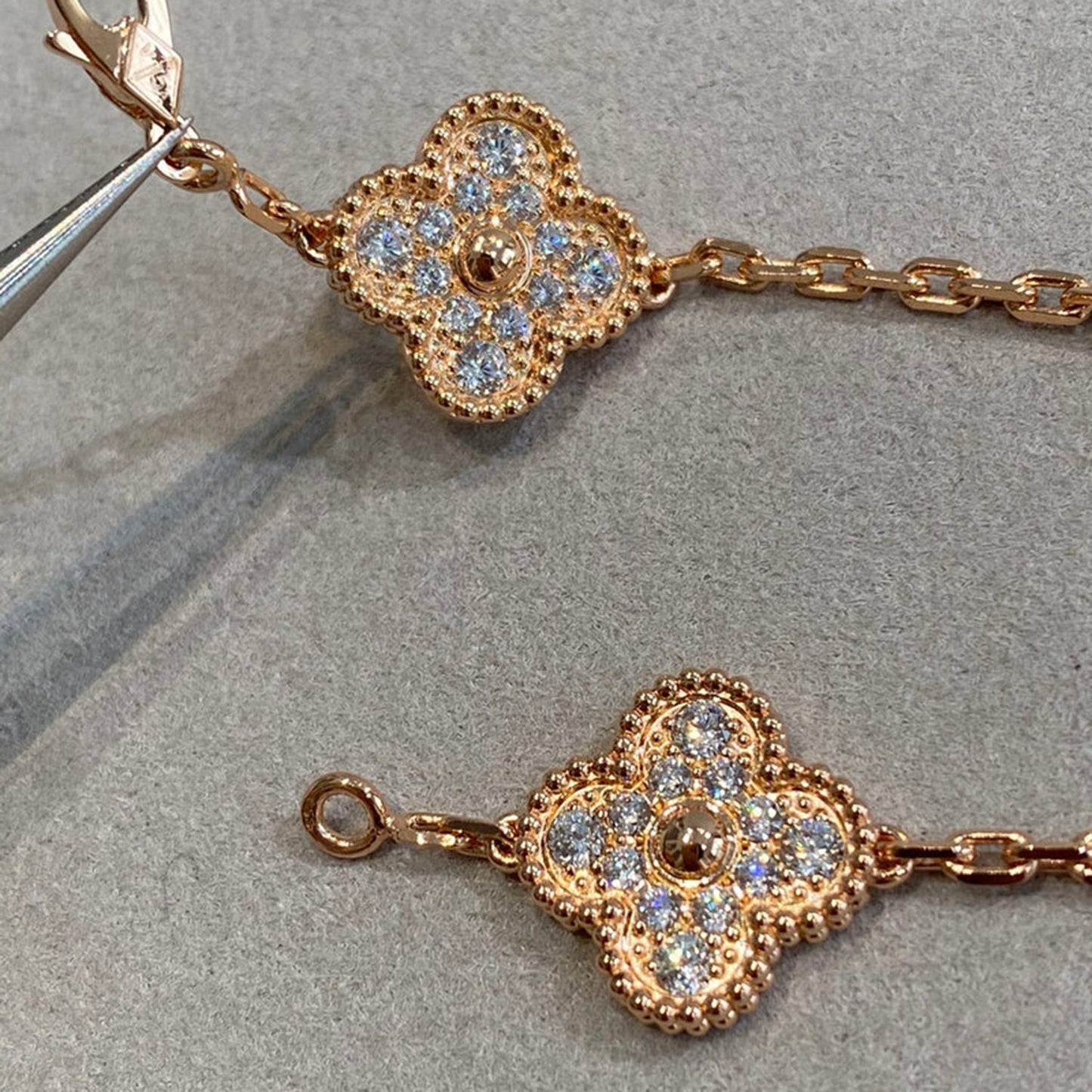 [Okajuri Jewelry]CLOVER 5 MOTIFS  FULL DIAMOND BRACELET