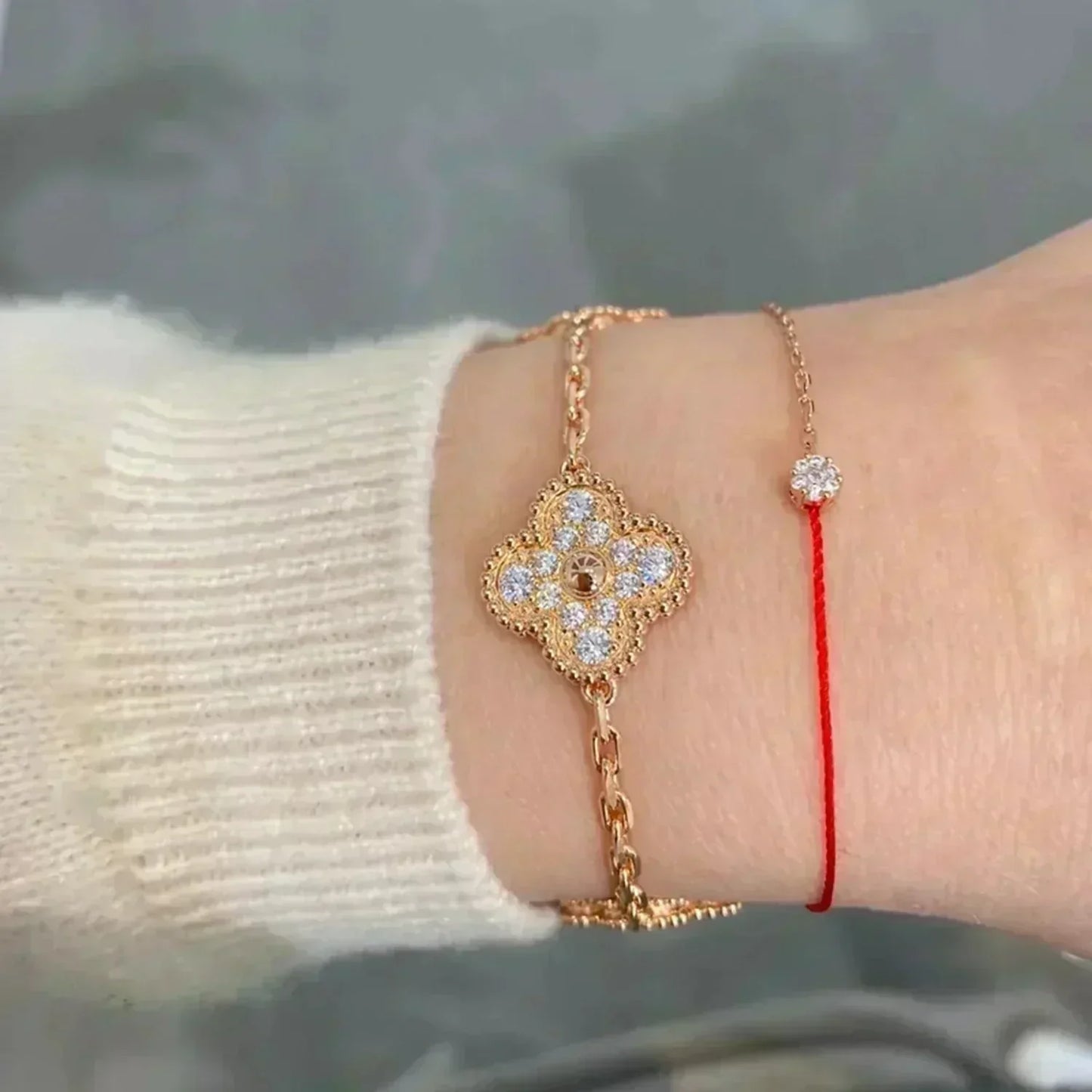 [Okajuri Jewelry]CLOVER 5 MOTIFS  FULL DIAMOND BRACELET