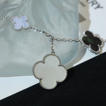 [Okajuri Jewelry]CLOVER BRACELET 5 MOTIFS MOP CHALCEDONY SILVER
