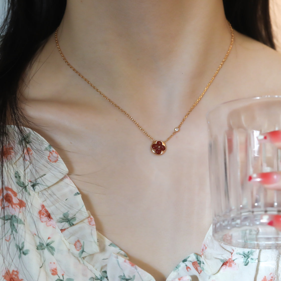 [Okajuri Jewelry]SUN PEDANT PINK GOLD 1 DIAMOND NECKLACE