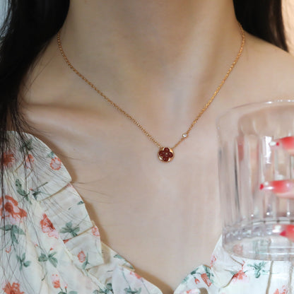 [Okajuri Jewelry]SUN PEDANT PINK GOLD 1 DIAMOND NECKLACE