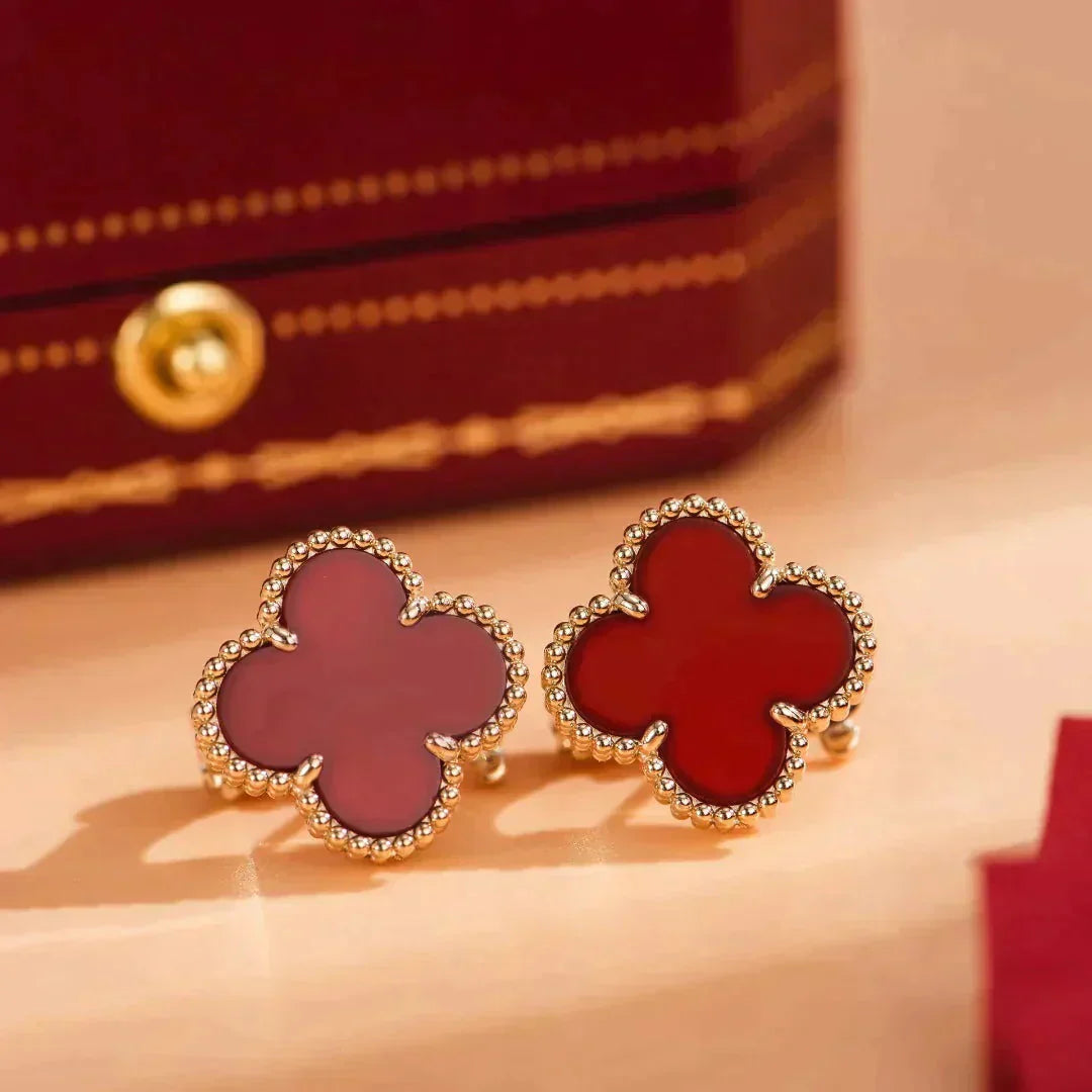 [Okajuri Jewelry]CLOVER MEDIUM 1 MOTIFS CARNELIAN  EARRINGS