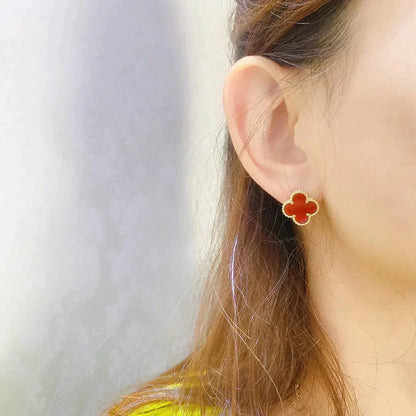 [Okajuri Jewelry]CLOVER MEDIUM 1 MOTIFS CARNELIAN  EARRINGS
