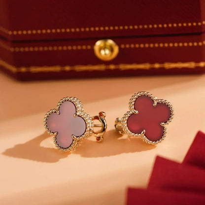 [Okajuri Jewelry]CLOVER MEDIUM 1 MOTIFS CARNELIAN  EARRINGS