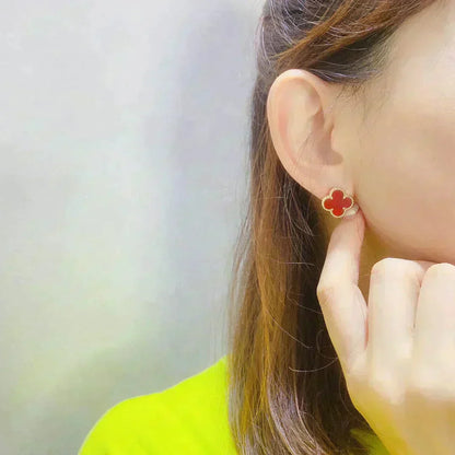 [Okajuri Jewelry]CLOVER MEDIUM 1 MOTIFS CARNELIAN  EARRINGS
