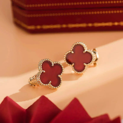 [Okajuri Jewelry]CLOVER MEDIUM 1 MOTIFS CARNELIAN  EARRINGS
