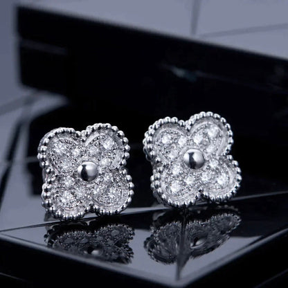 [Okajuri Jewelry]CLOVER 1 MOTIFS DIAMOND STUD EARRINGS SILVER