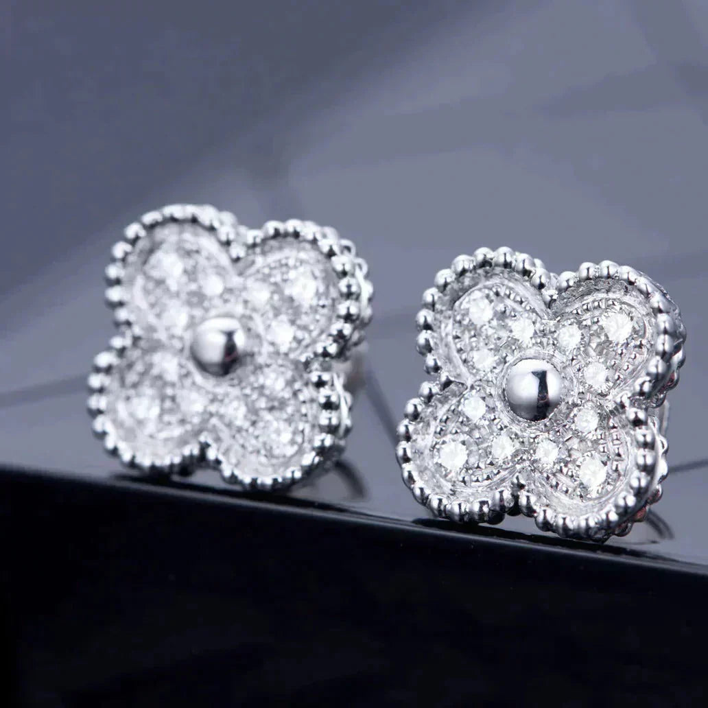 [Okajuri Jewelry]CLOVER 1 MOTIFS DIAMOND STUD EARRINGS SILVER