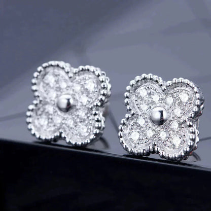 [Okajuri Jewelry]CLOVER 1 MOTIFS DIAMOND STUD EARRINGS SILVER