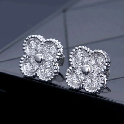 [Okajuri Jewelry]CLOVER 1 MOTIFS DIAMOND STUD EARRINGS SILVER