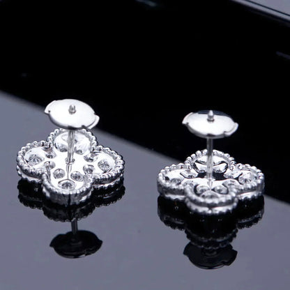 [Okajuri Jewelry]CLOVER 1 MOTIFS DIAMOND STUD EARRINGS SILVER