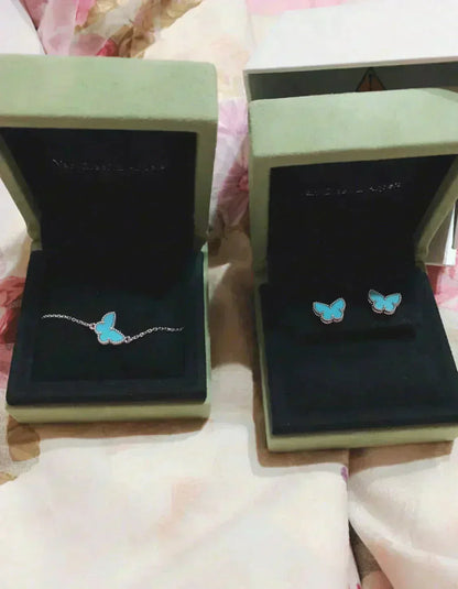 [Okajuri Jewelry]BUTTERFLY TURQUOISE EARRINGS SILVER