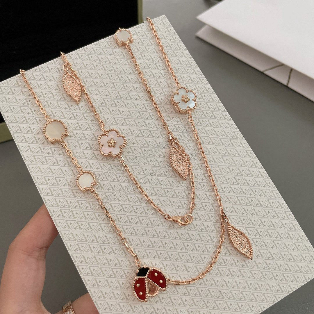 [Okajuri Jewelry]LUCKY SPRING 15 MOTIFS ROSE GOLD NECKLACE