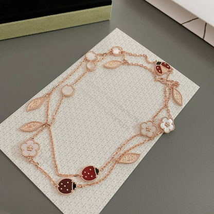 [Okajuri Jewelry]LUCKY SPRING 15 MOTIFS ROSE GOLD NECKLACE