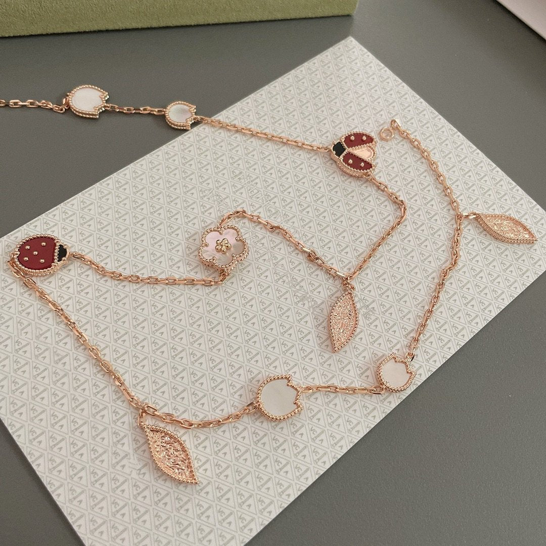 [Okajuri Jewelry]LUCKY SPRING 15 MOTIFS ROSE GOLD NECKLACE