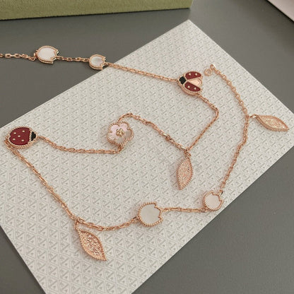 [Okajuri Jewelry]LUCKY SPRING 15 MOTIFS ROSE GOLD NECKLACE