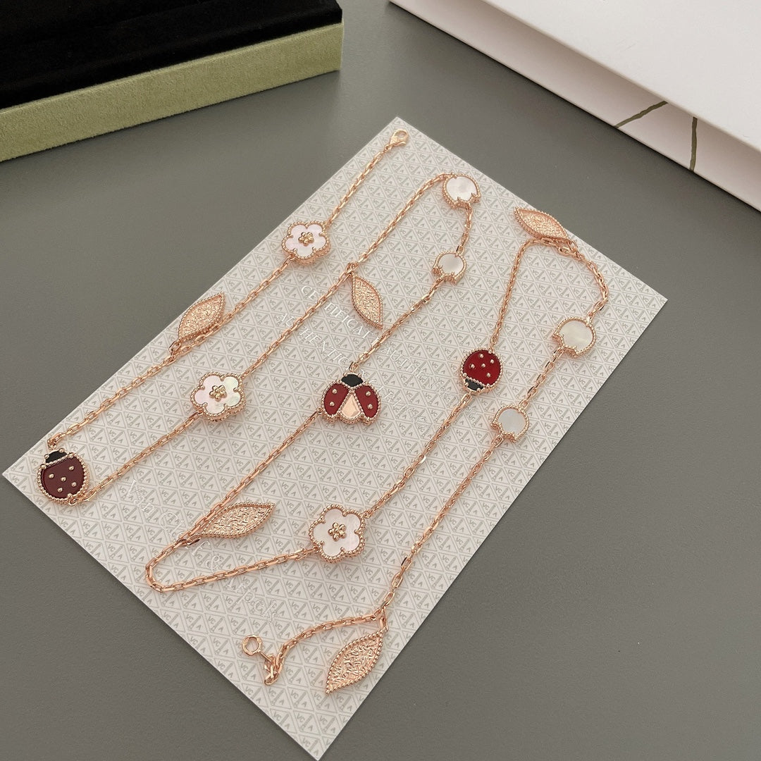 [Okajuri Jewelry]LUCKY SPRING 15 MOTIFS ROSE GOLD NECKLACE