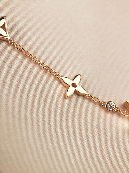 [Okajuri Jewelry]STAR AND SUN 7 MOTIFS GOLD BRACELET
