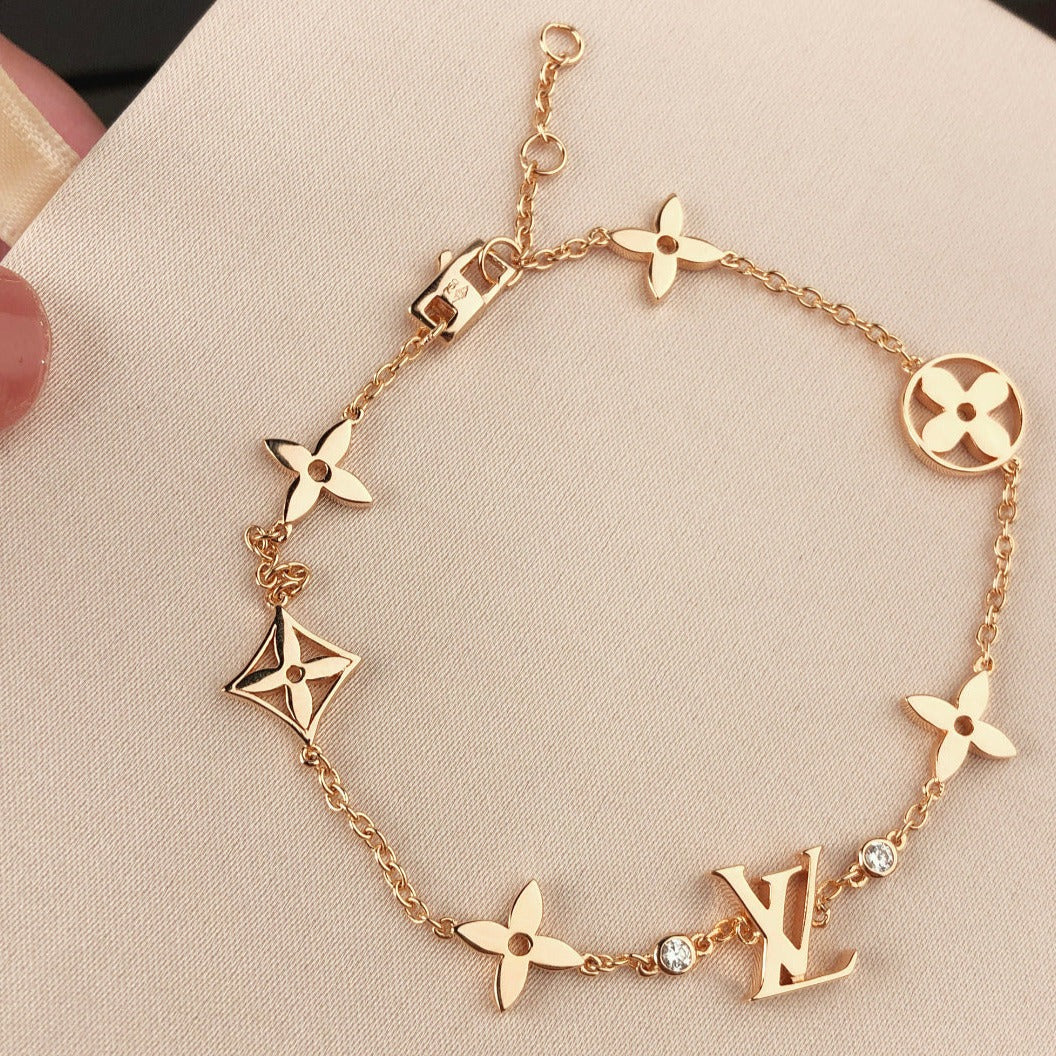 [Okajuri Jewelry]STAR AND SUN 7 MOTIFS GOLD BRACELET