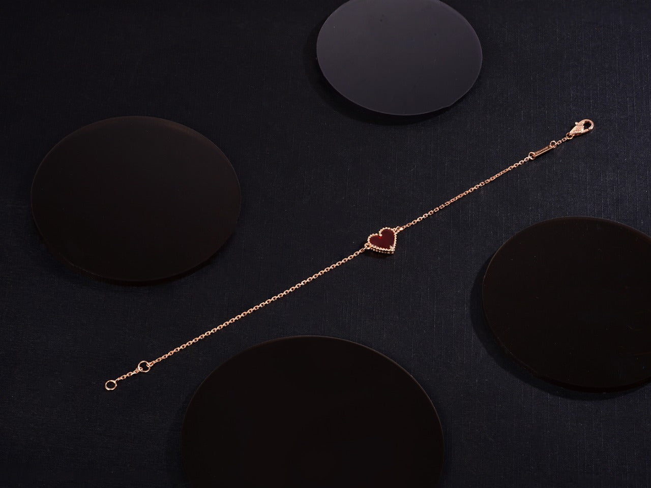 [Okajuri Jewelry]HEART CARNELIAN PINK GOLD BRACELET