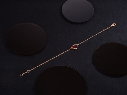 [Okajuri Jewelry]HEART CARNELIAN PINK GOLD BRACELET