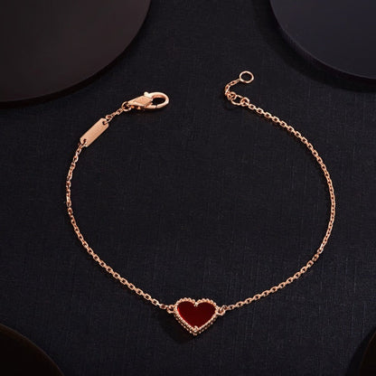 [Okajuri Jewelry]HEART CARNELIAN PINK GOLD BRACELET