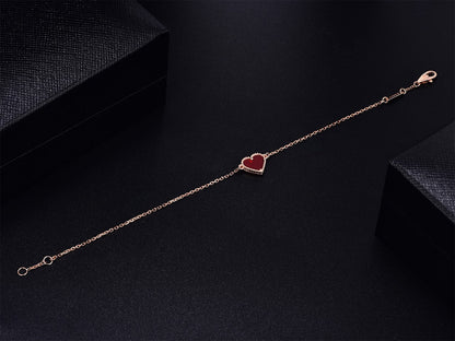 [Okajuri Jewelry]HEART CARNELIAN PINK GOLD BRACELET