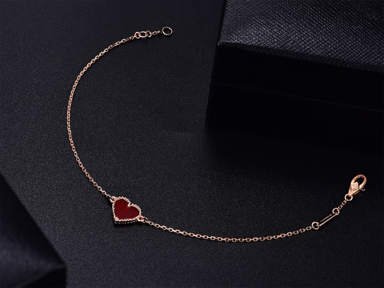 [Okajuri Jewelry]HEART CARNELIAN PINK GOLD BRACELET