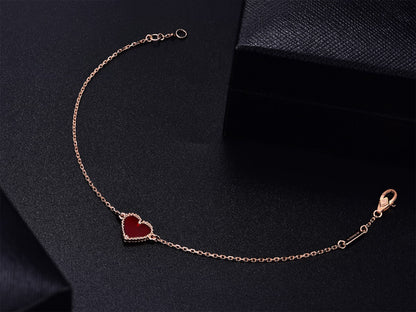 [Okajuri Jewelry]HEART CARNELIAN PINK GOLD BRACELET