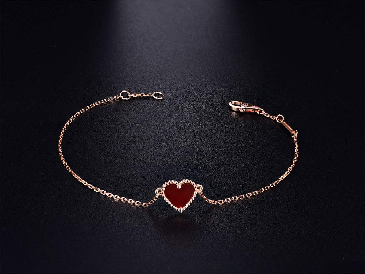 [Okajuri Jewelry]HEART CARNELIAN PINK GOLD BRACELET