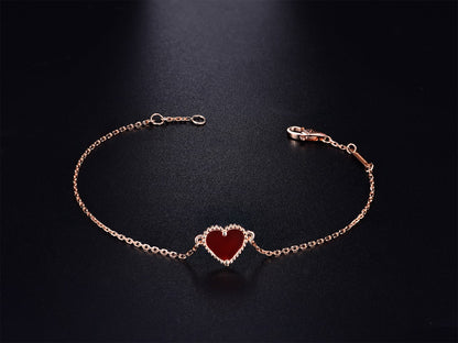 [Okajuri Jewelry]HEART CARNELIAN PINK GOLD BRACELET