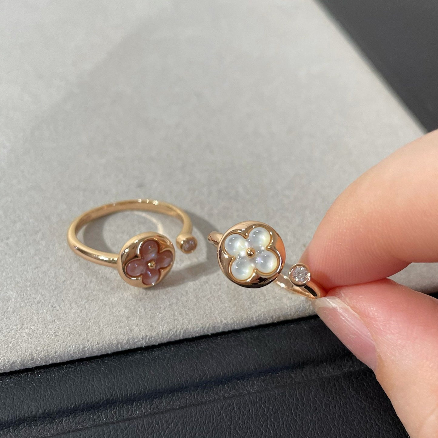 [Okajuri Jewelry]SUN 1 DIAMOND PINK MOP RING