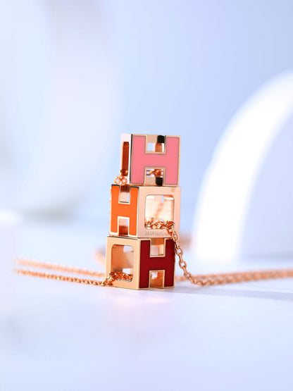 [Okajuri Jewelry]H CAGE PINK GOLD NECKLACE