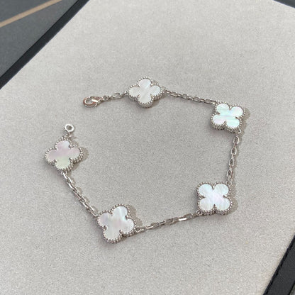 [Okajuri Jewelry]CLOVER WHITE PEARL MOP 5 MOTIF BRACELET COLLECTION