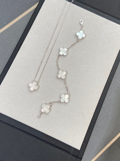 [Okajuri Jewelry]CLOVER WHITE PEARL MOP 5 MOTIF BRACELET COLLECTION