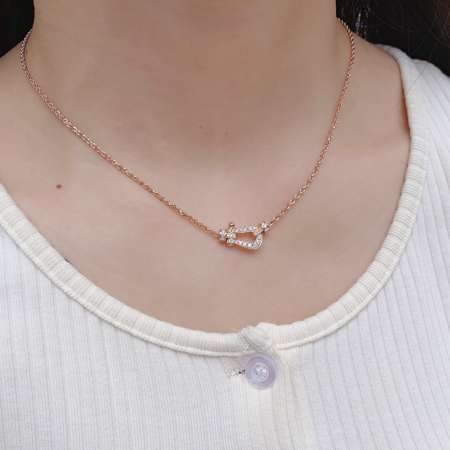 [Okajuri Jewelry]FORCE 10 PINK GOLD DIAMOND NECKLACE