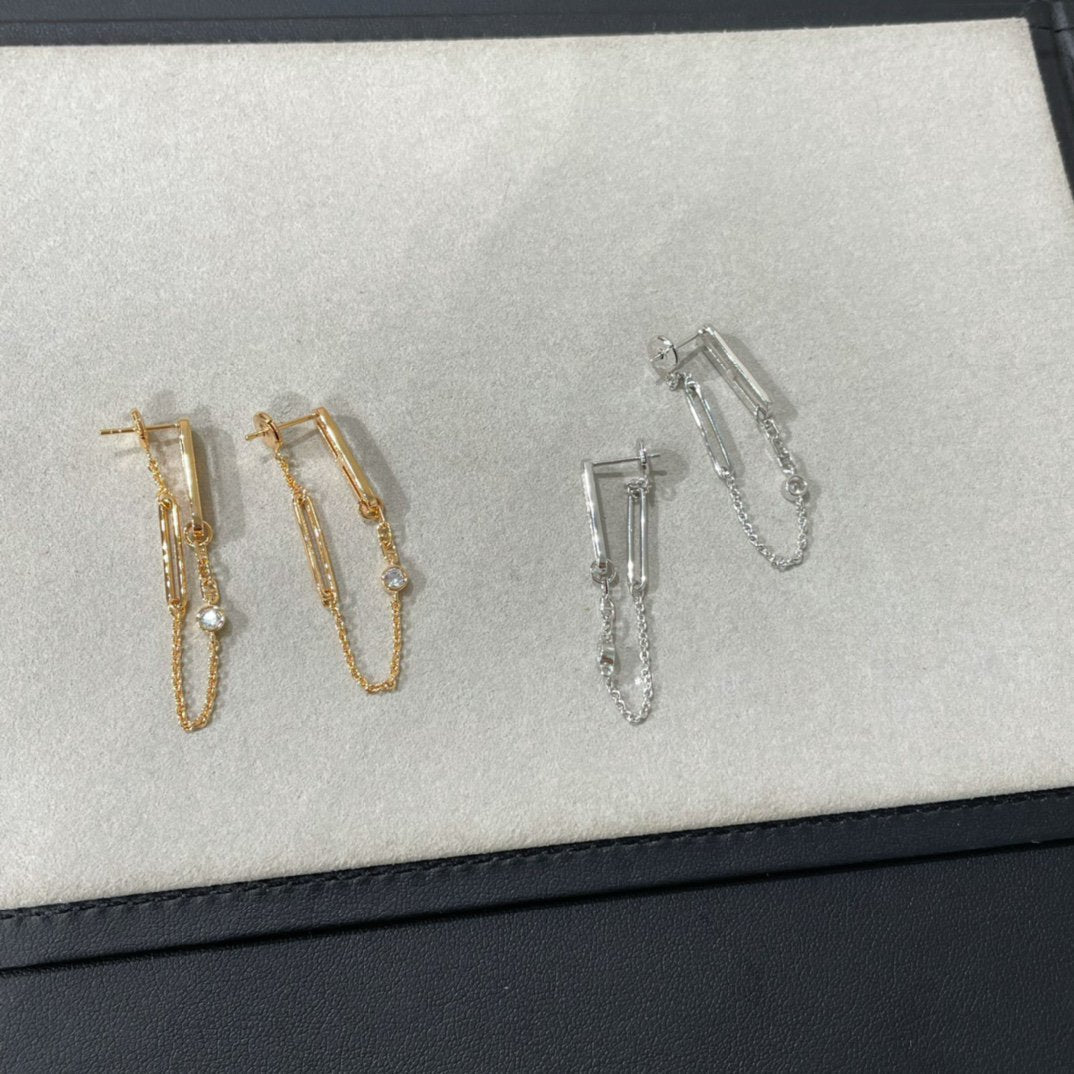 [Okajuri Jewelry]CHAINE CHAOS DIAMOND DROP EARRINGS