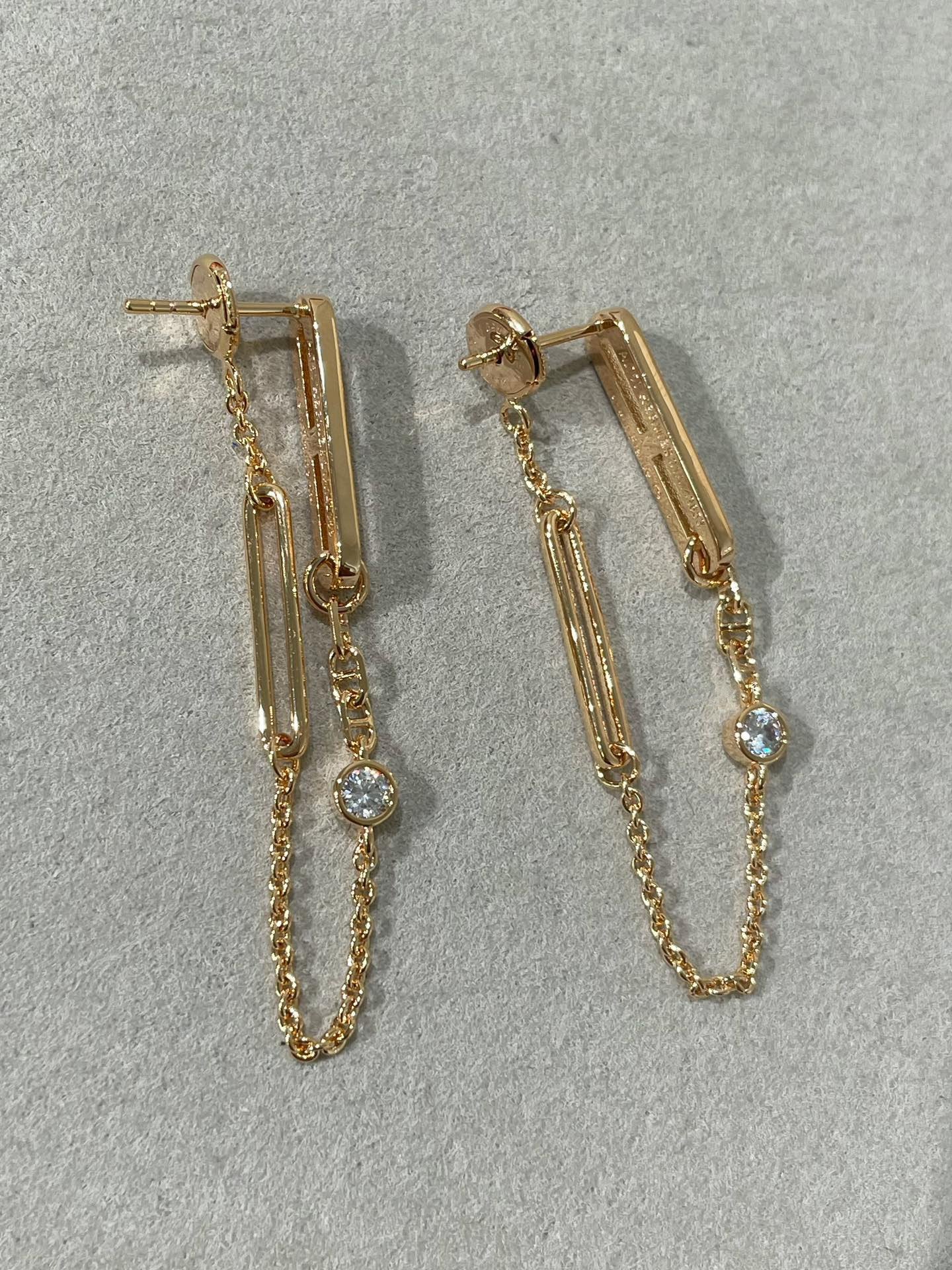 [Okajuri Jewelry]CHAINE CHAOS DIAMOND DROP EARRINGS
