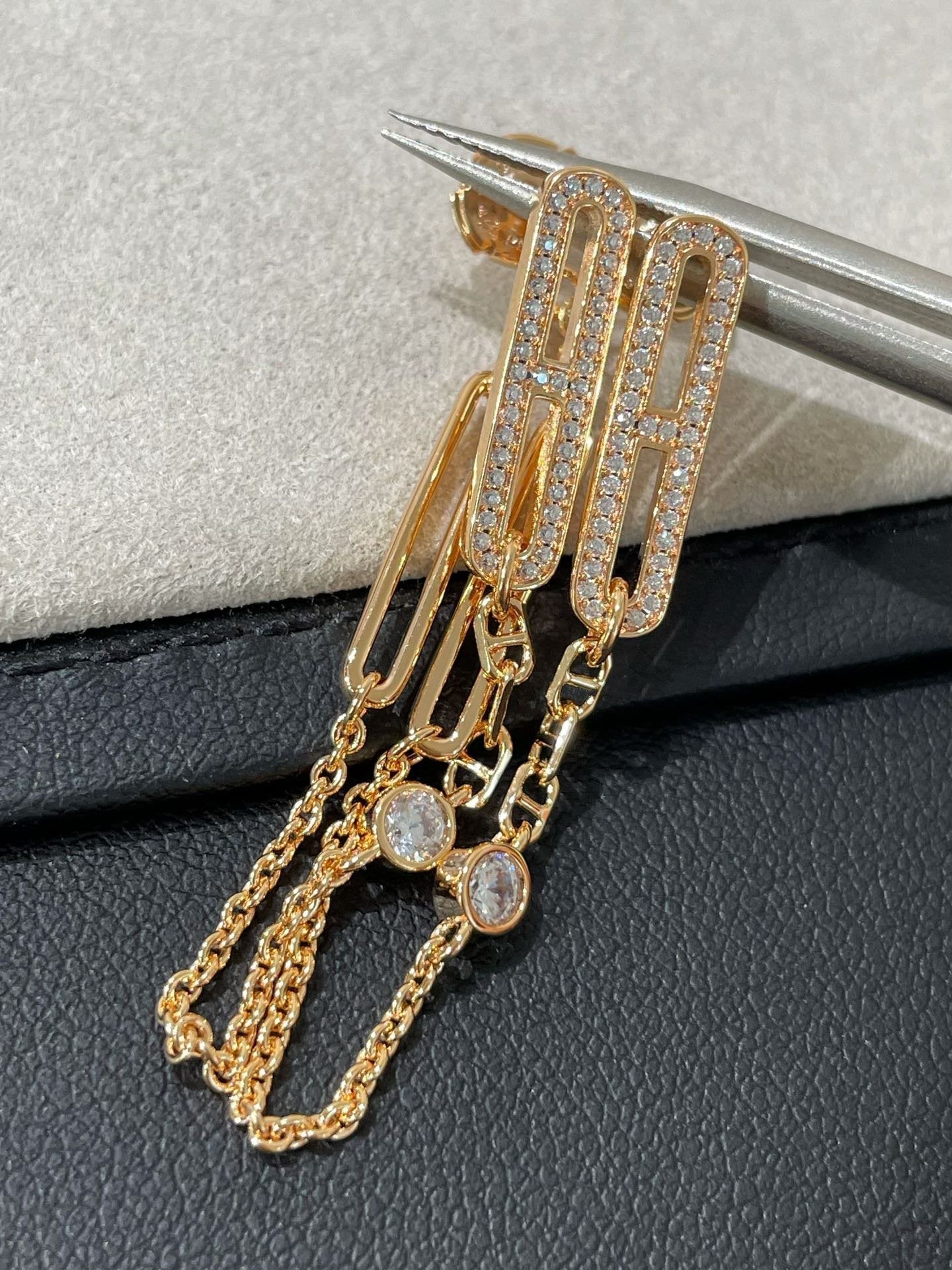 [Okajuri Jewelry]CHAINE CHAOS DIAMOND DROP EARRINGS